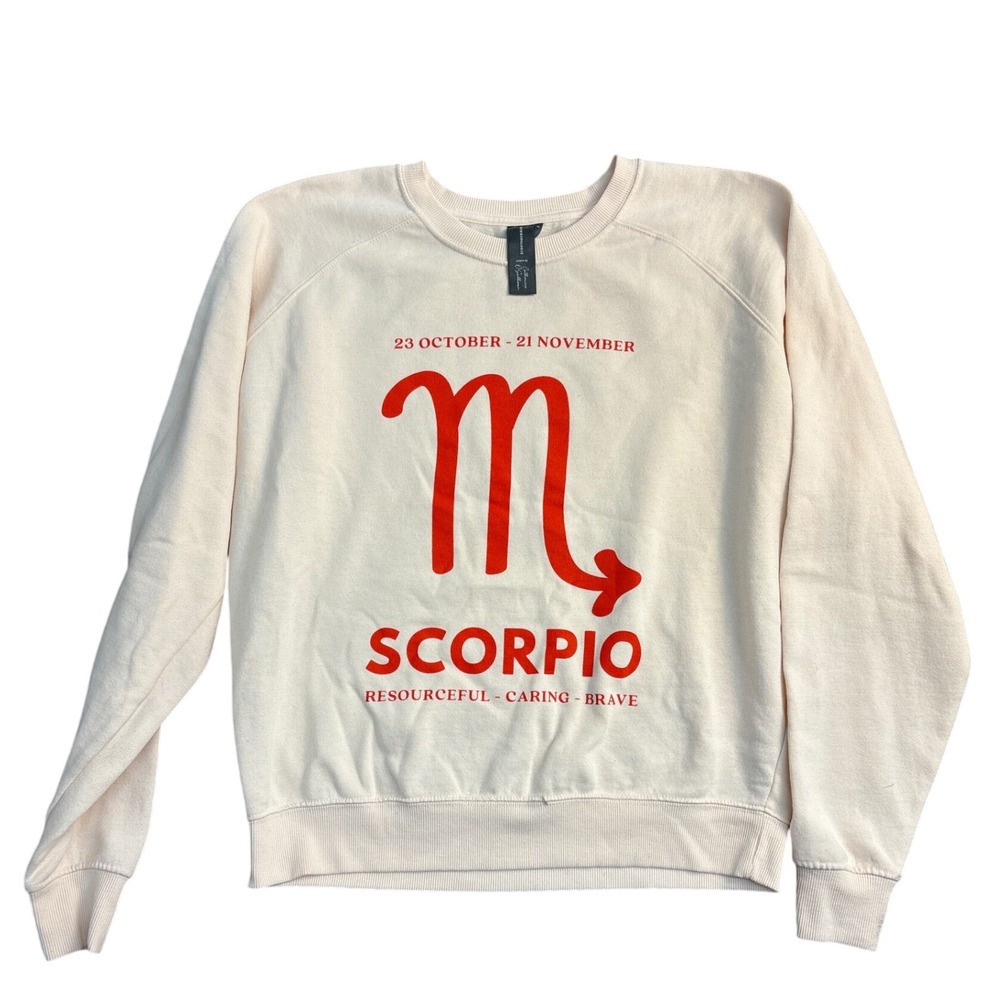 Anthropologie Catherine OSullivan Scorpio Zodiac Sweatshirt Cream Red Mens Small
